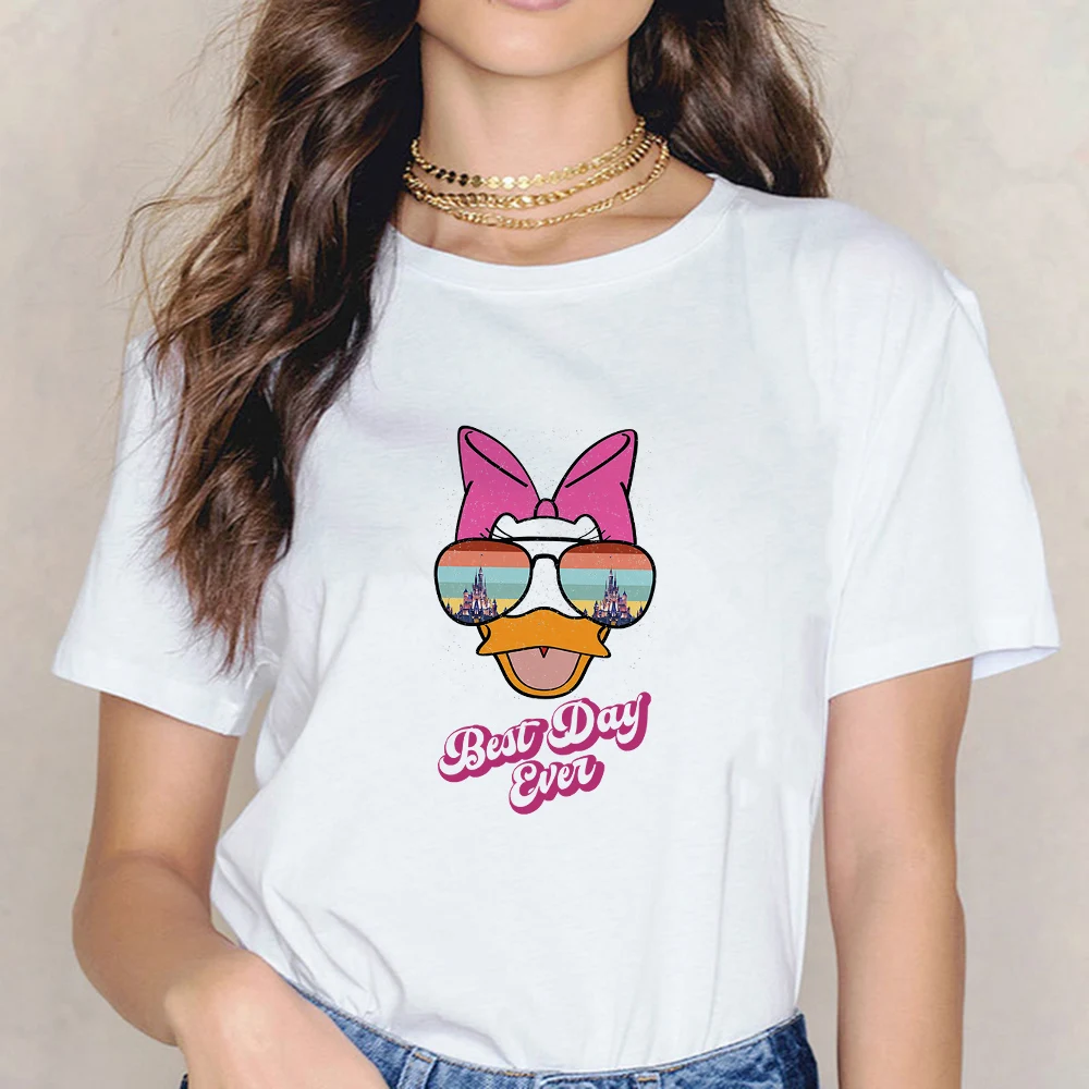 

Sleeve Sunglasses Winnie The Pooh Print Female Tops Clothes Summer Hot Selling Lady White Tees Cute Cartoon Women Disney Short