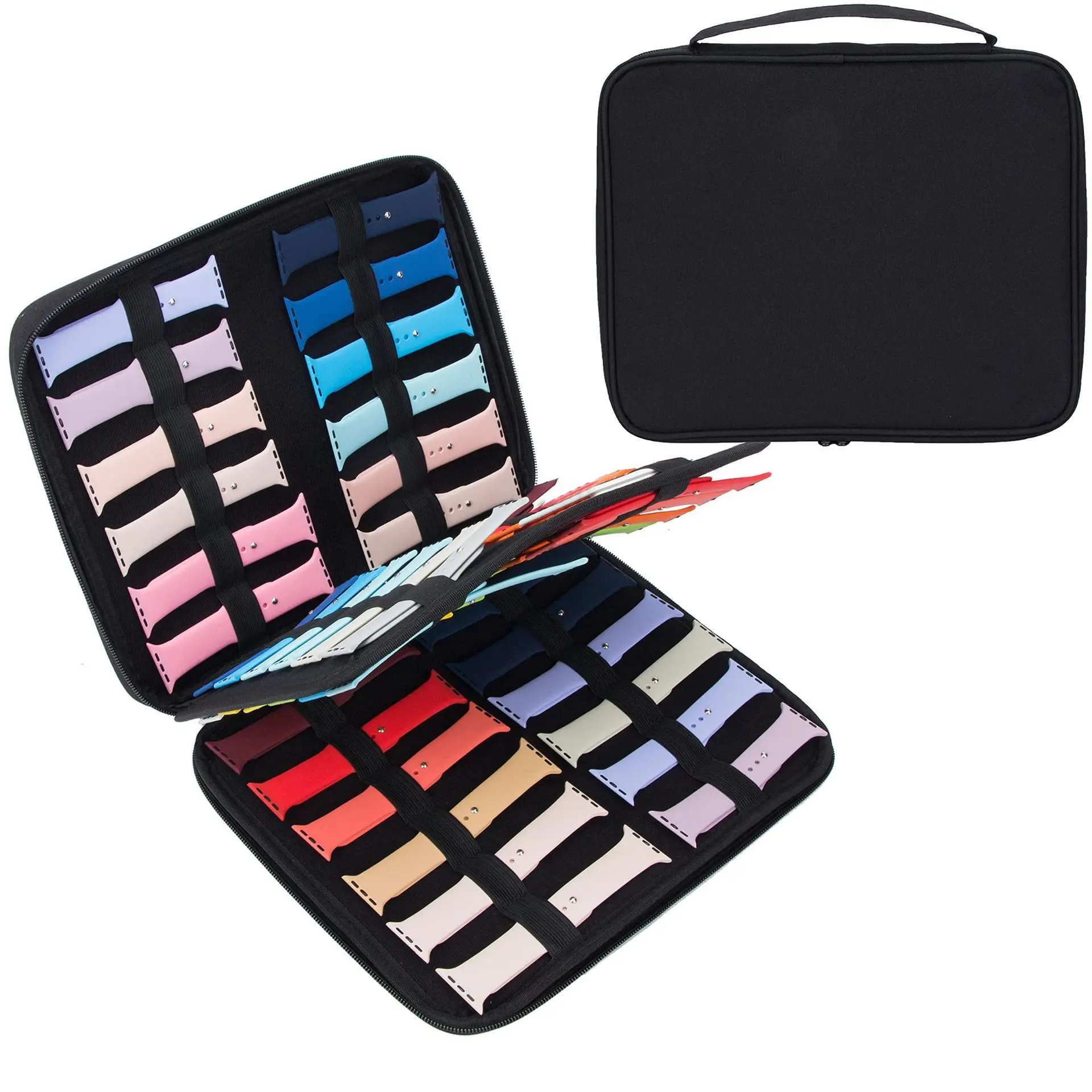 

Portable Storage Boxes Wrist Watch Strap Storage Bag Travel Double Layer Watchband Charging Cable Organizer Holder Pouch Case