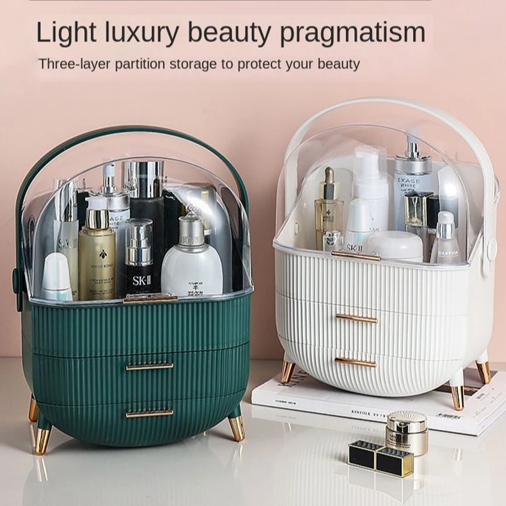 

Light Luxury Cosmetic Skin Care Product Storage Box Furniture Storage Cabinet Simple Makeup Storage Box with Brush Holder
