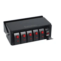 5 gang led rocker switch panel box red led