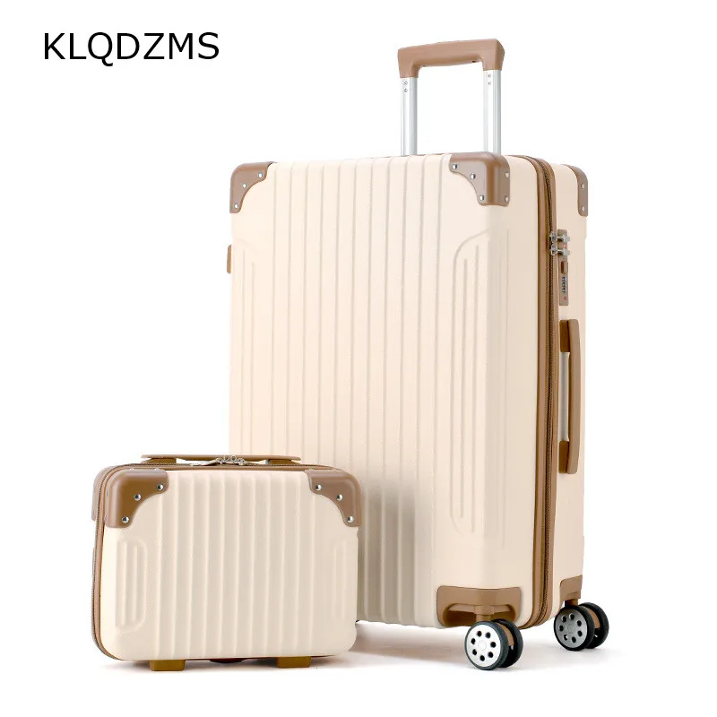 KLQDZMS Classic Suitcase Men Fall-resistant Business Suitcase Carry on Fashionable Luggage Vintage Travel Trolley Bag 20~16 Inch