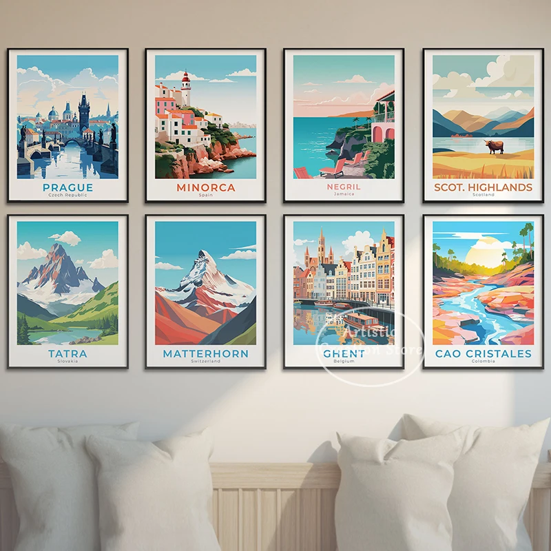 Настенная картина Bora с принтом для путешествий постер на холсте Европейским