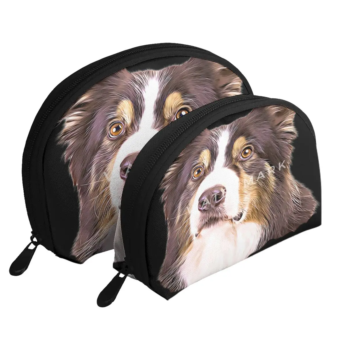 

Australian Shepherd's Purebred Dog Motive Portable Bags Clutch Pouch With Zip Outdoor ActivitiesCompartmentalised