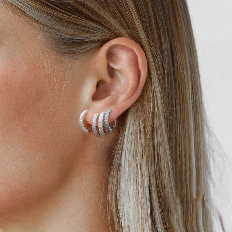 Hippie Piercing Hoop Earrings For Wemen Iced Out Zircon Earrings Male earring Ear Accessories Clip On Earrings Jewelry OHE027