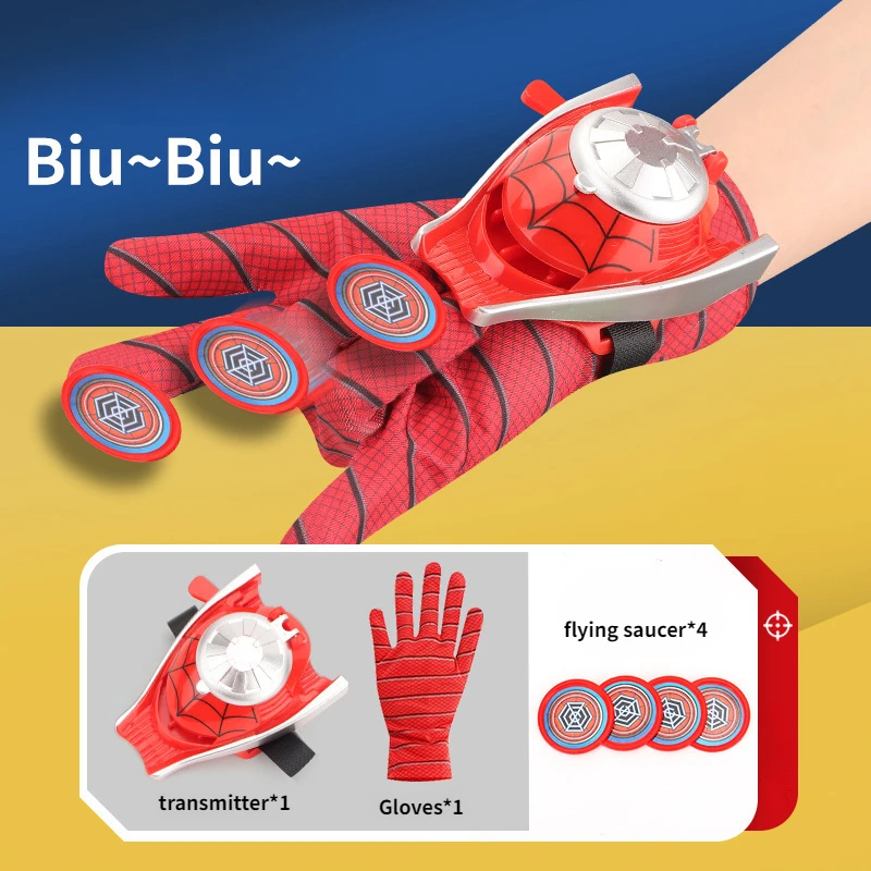 Animation Hero Spider-Man Glove Launcher Iron Man Wrist Ejection Frisbee Halloween Cosplay Props Gift for Kids one piece