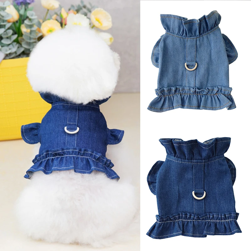 

New Arrival Dog Cat Jeans Jacket Blue Denim Dog Vest Harness Pet Puppy Clothes Chihuahua Yorkie Pomeranian Schnauzer Apparel