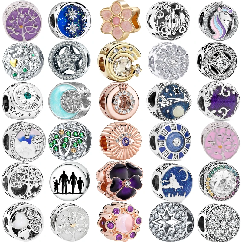 

Модные блестящие круглые бусины с изображением семейного дерева галактики дьявольского глаза подходят к оригинальным шармам Pandora серебряного цвета Браслеты DIY женские ювелирные изделия