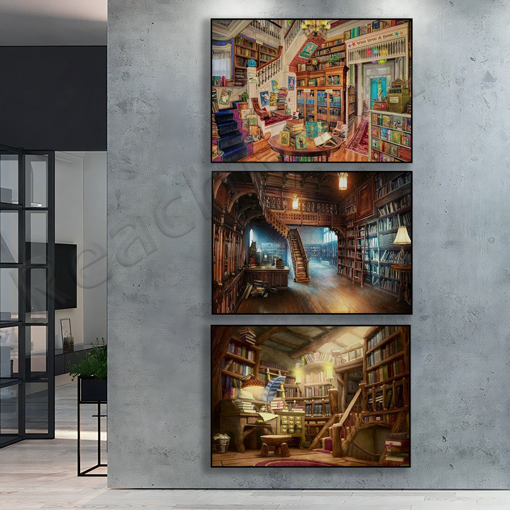 

Библиотека, книги, фотография, искусство на стене, картины, плакаты, идеально подходит для гостиной, домашний декор, подарки для нее