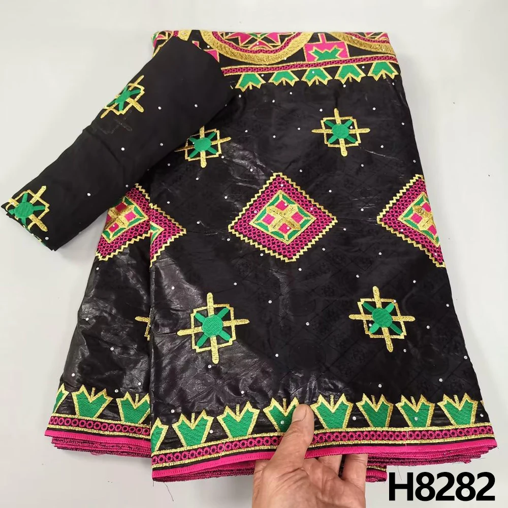

HFX's latest African lace fabric 2023 High quality French Bazin Riche embroidery Nigeria 100% cotton mesh fabric 5+2 yards