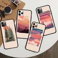 mountain tree sunset pattern phone case for iphone 12 11 13 7 8 6 s plus x xs xr pro max mini shell