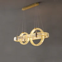 led postmodern golden crystal dimmable hanging lamps chandelier lighting lustre suspension luminaire lampen for foyer