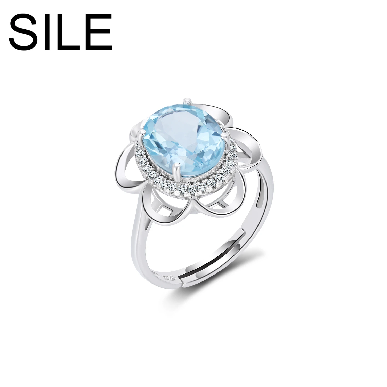 

Женское регулируемое кольцо из серебра 925 пробы, с натуральным голубым топазом