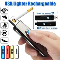 electronic lighter usb rechargeable portable windproof smoking accessories tools new portable lighters ultra thin mens gifts