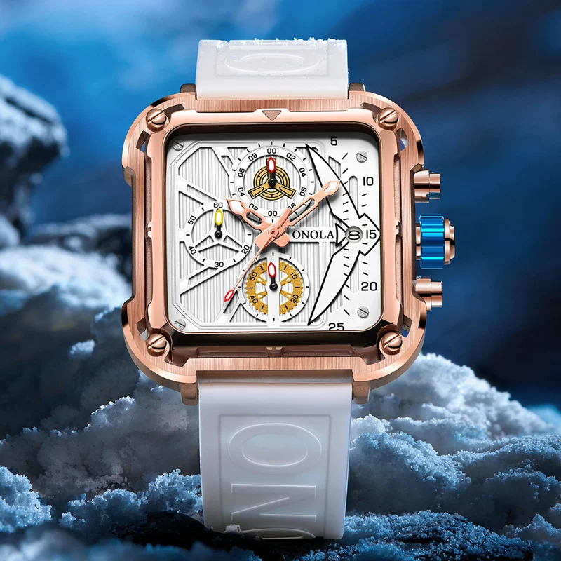 

luxury watches for men brand ONOLA unique square design Fashion quartz sports tape watch men waterproof relogio masculino