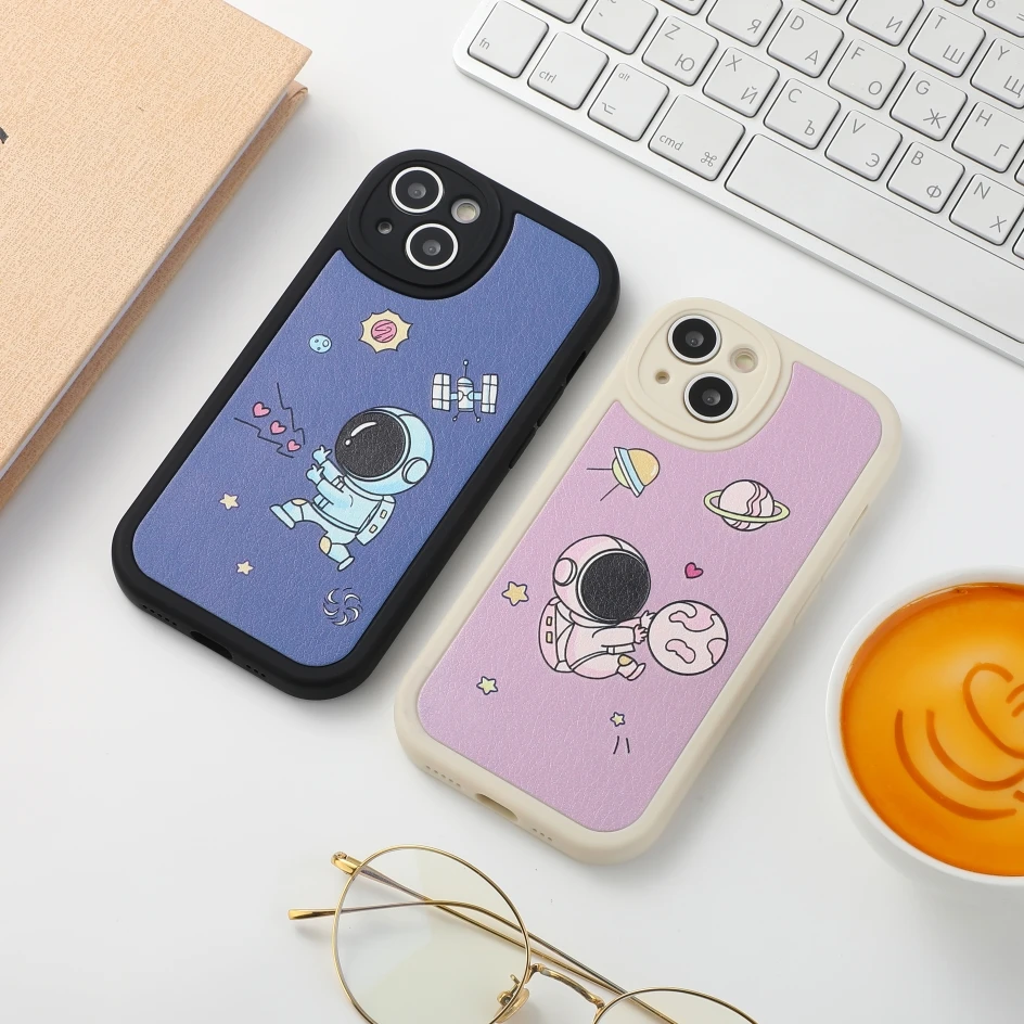

Симпатичный Модный чехол из овечьей кожи с астронавтом для телефона iPhone 14 13 12 11 Pro X XR XS Max 6 6S 7 8 Plus роскошный противоударный чехол