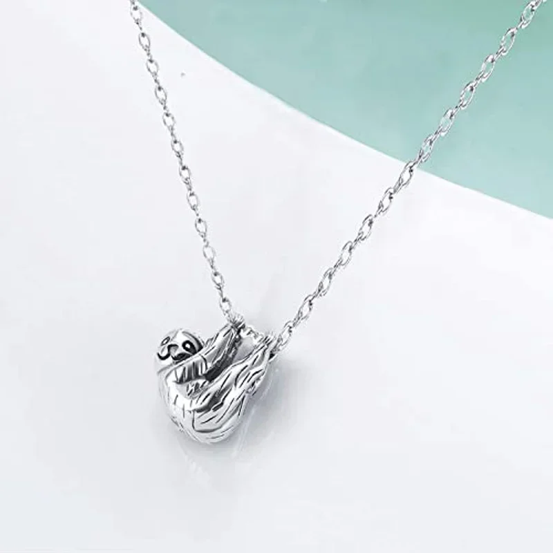 Модное Стильное серебристое ожерелье Ленивец с роскошным белым K