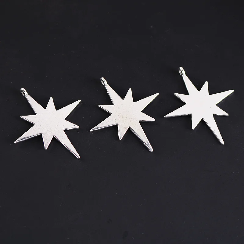 

8pcs Silver Plated Polaris Pendant Retro Necklace Earrings Metal Accessories DIY Charms For Jewelry Crafts Making 39*33mm A1098