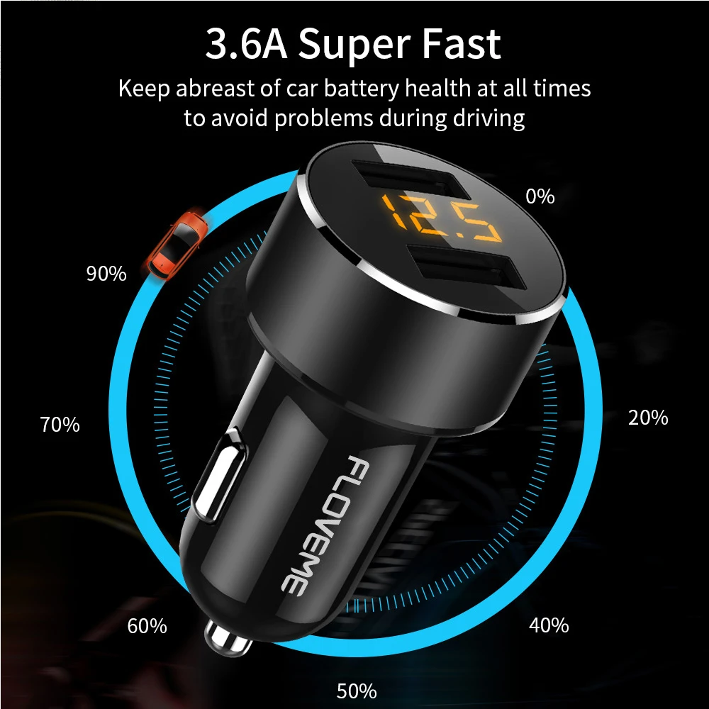 

Car Charger 18W USB Charger For iPhone Xiaomi Dual Port Car Chargeur USB 3.6A Fast Charging Car Charger For Mobile Phone