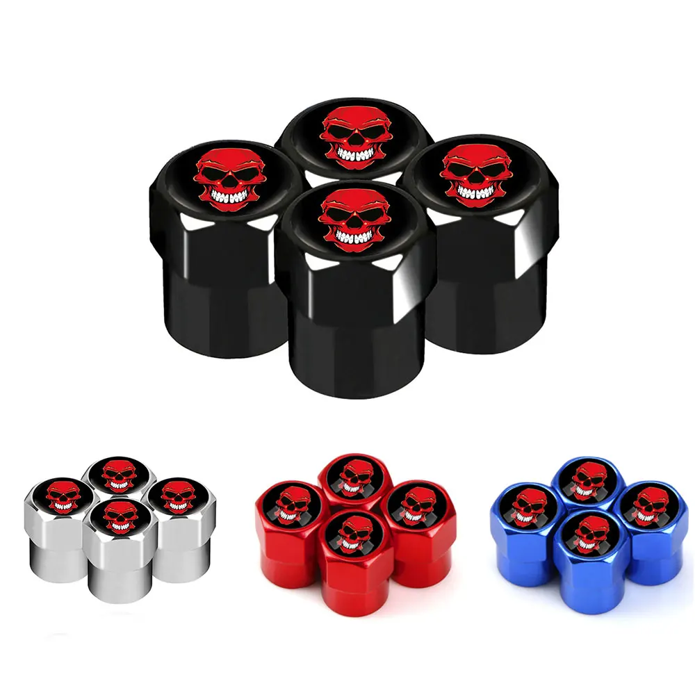 

4PCS Car Styling Universal Auto Wheel Tire Valve Tyre Stem Air Airtight Cover For Skull Style Autos Motorcycle Car Accessories