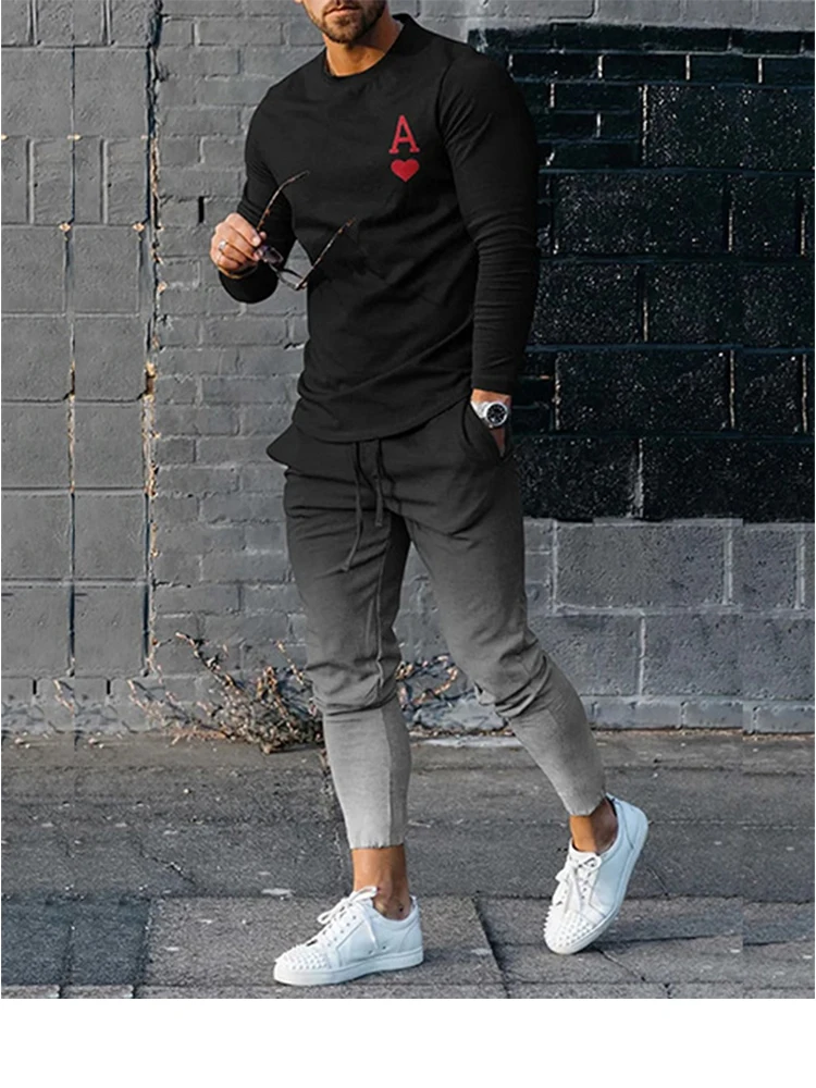 New Tracksuit For Men 2 Piece Outfit Long Sleeve Trousers Set  Men's Clothing Jogger Suit Streetwear Male Oversized Clothing set