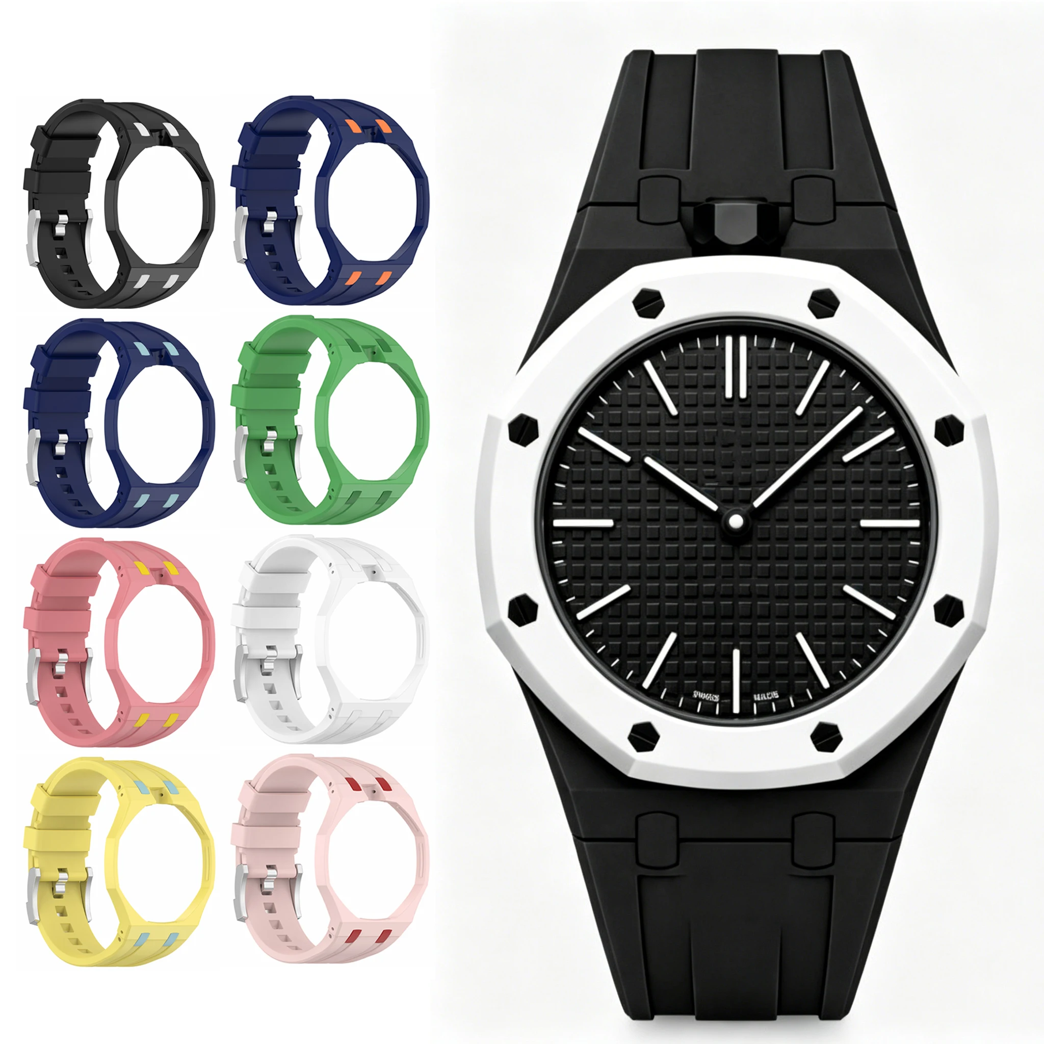 Фото Чехол 2-в-1 + силиконовый ремешок для карманных часов Swatch X AP Royal Pop, превращающий их в наручные часы, и аксессуары: ремешок и защитный чехол из поликарбоната №1