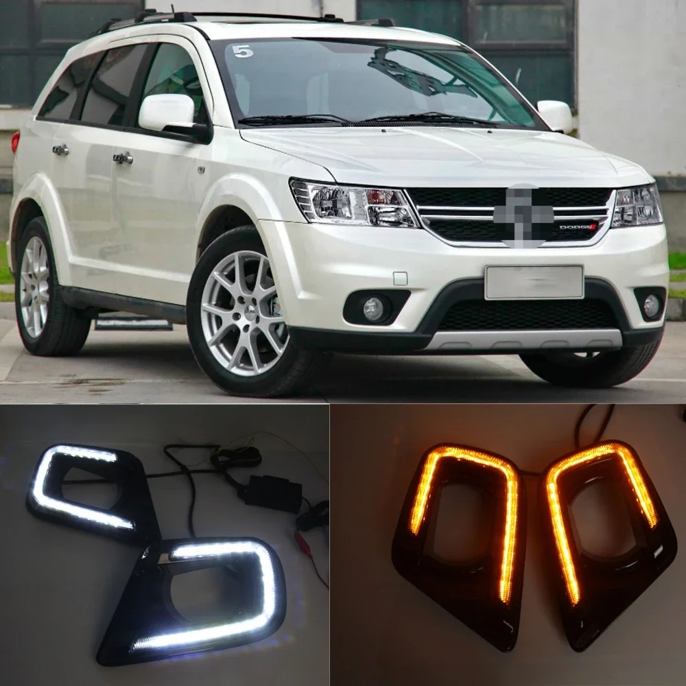 Светодиодные дневные ходовые огни для Dodge Journey Fiat Freemont 2014 2015 2016 желтое реле