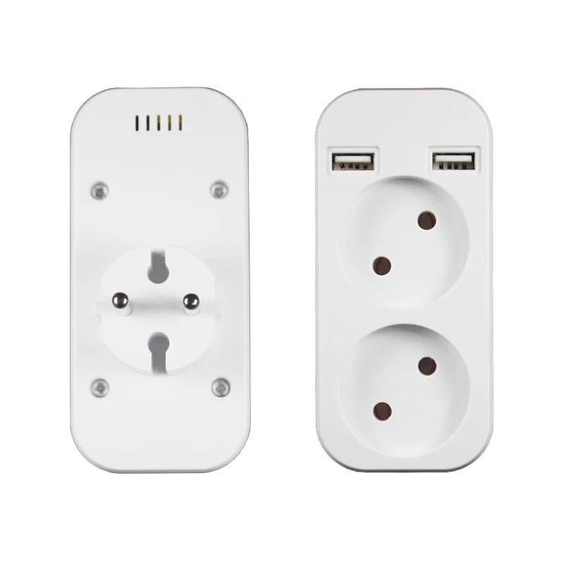

European style dual socket with dual USB 5V 2A output, plug adapter, free shipping