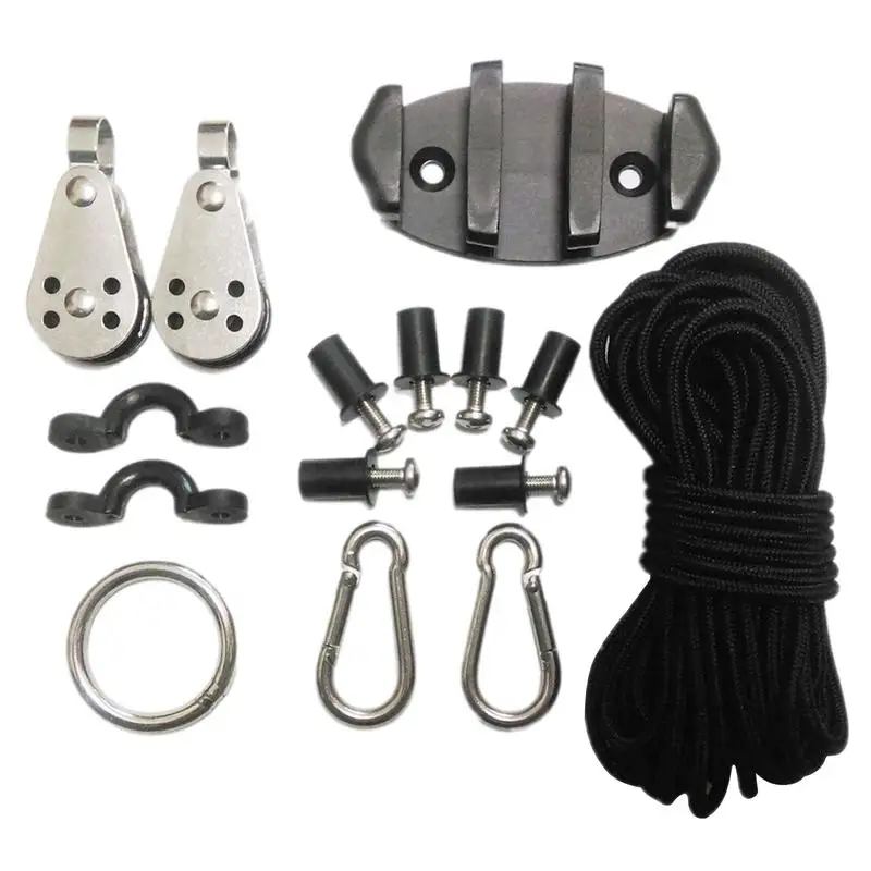 

Kayak Anchor Trolley Kit Strong Durable Cleat Rigging Ring Pulleys Pad Eyes Well Nuts Screws Rope Buckle Canoe Kayak Accessories