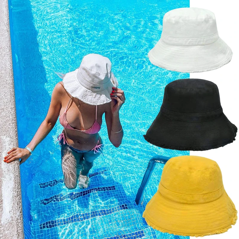 

White Bucket Hat Women Casual Ladies Flat Tassel Bucket Hat Fisherman's Hat Beach Tourism Hats Women Breathable Sun Hat