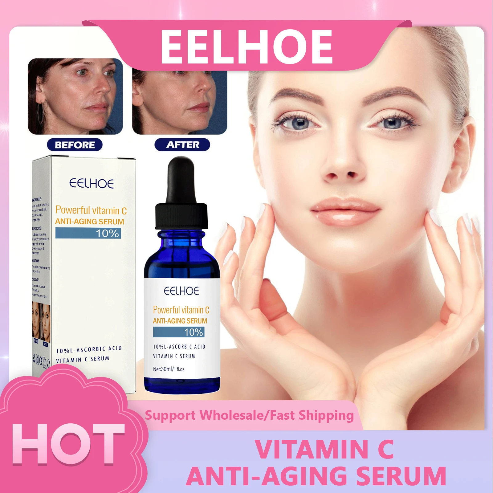 

Vitamin C Anti-aging Serum Whitening Wrinkle Removal Fade Dark Spot Melanin Moisturizing Lifting Firming Skin Face Care Essence