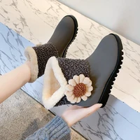 2022 new winter thick warm cotton boots sunflower womens snow boots student plus velvet ankle boots female casual no slip boots