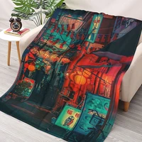 16 years japan night photo throws blankets collage flannel ultra soft warm picnic blanket bedspread on the bed