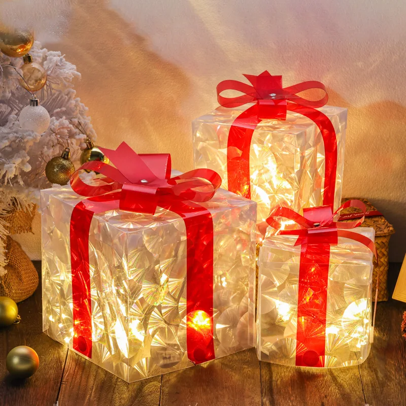 

Christmas Glowing Decoration Gift Box Ornament with Bow Christmas Lighting Box Outdoor Lighting Xmas Box New Year 2024
