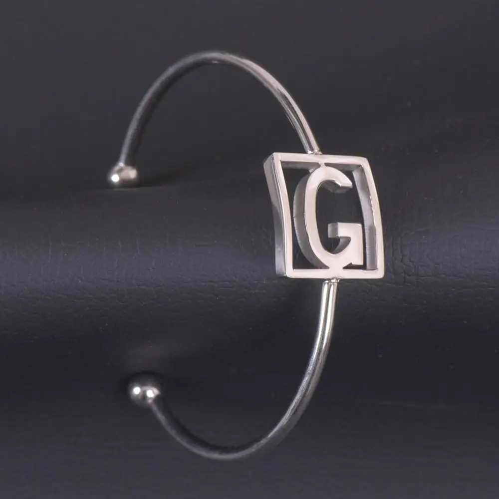 

New Arrive G Letter Stainless Steel Silver Color Name Bangle