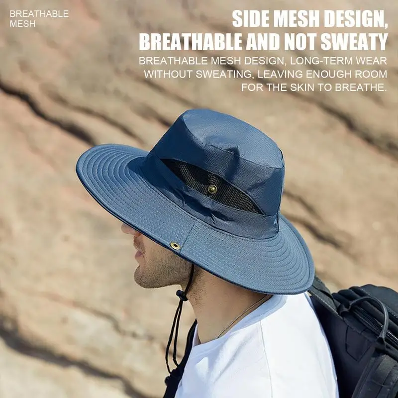 Панама для рыбалки Мужская Солнцезащитная шляпа с широкими полями летняя
