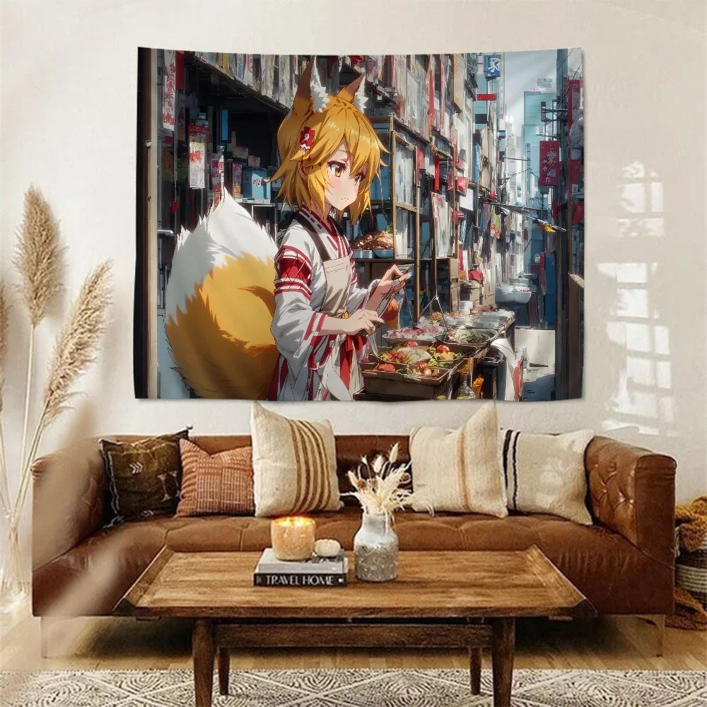 Полезный Лисий Сенко-сан DIY настенный гобелен хиппи цветок настенные ковры Декор