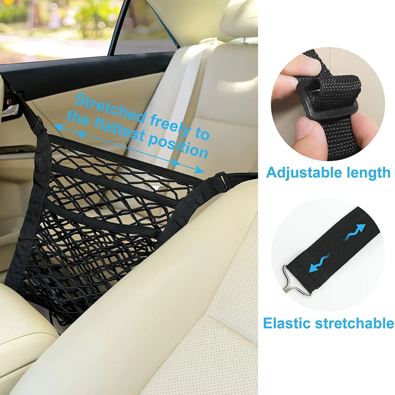 

Car Storage Net Bag Multifunctional Universal Car Pet Protective Net Stretchable Elastic Versatile Storage Bag Car Accessories