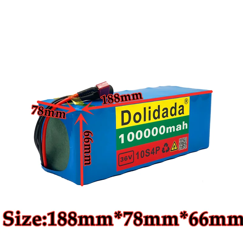 Фото Новый 36V 10s4p 100Ah 1000W литиевый аккумулятор большой емкости 18650 Электрический велосипед Скутер с BMS Tplug №5