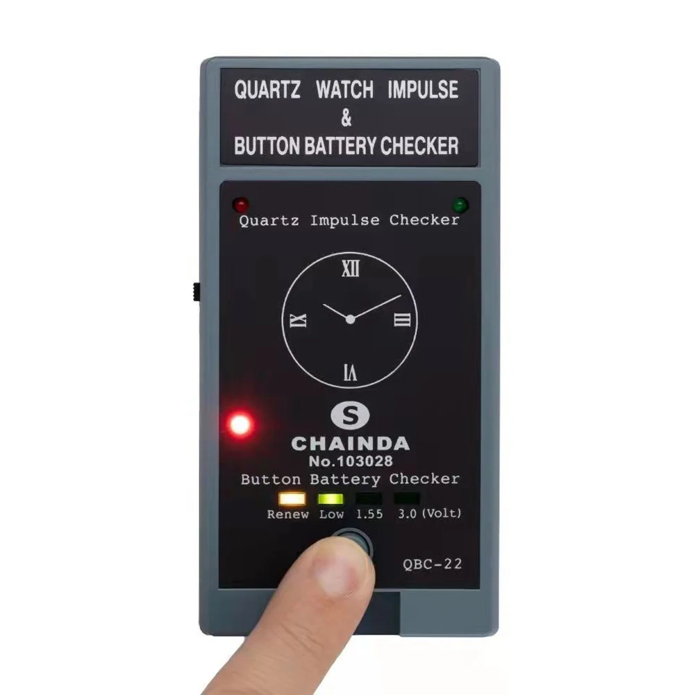 

QBC-22 Portable Handheld Quartz Watch Movement Tester Dual Use Impulse Watch Button Battery Level Checher Utility Checking Tool