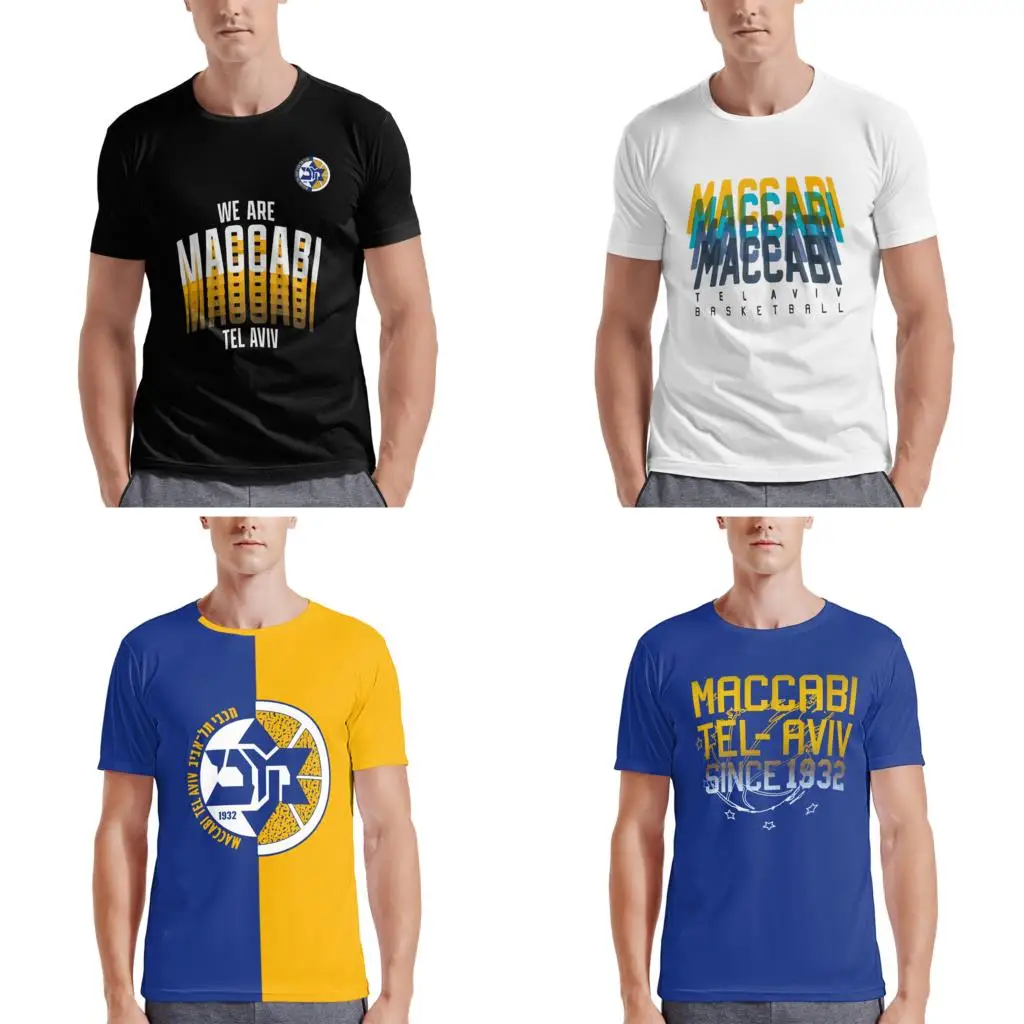 

2023 New100% cotton Maccabi Tel Aviv Basketball Men's Athletic Cotton Classic Short Sleeve Crewneck T-Shirt Tee Shirt