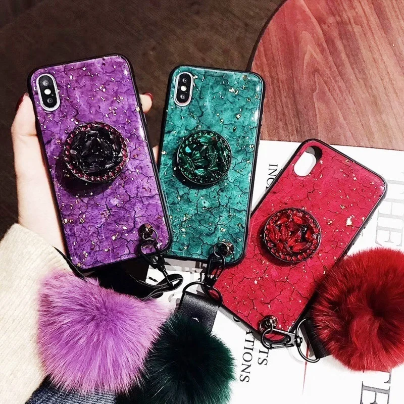 2022.HSYK Two-piece set Emerald stand + gold leaf marble For Vivo Y20S Y51A Y11 Y12 Y15 Y17 Y91 Y91C Y93 Y95 Y20 Y20I Y30 Y50