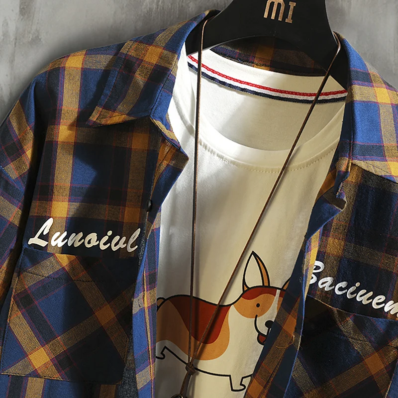 

Y2k Style Green and Yellow Plaid Shirt Men's Shirt New Summer Fashion Shirt Men's Plaid Shirt Short Sleeve Shirt Men's Shirt