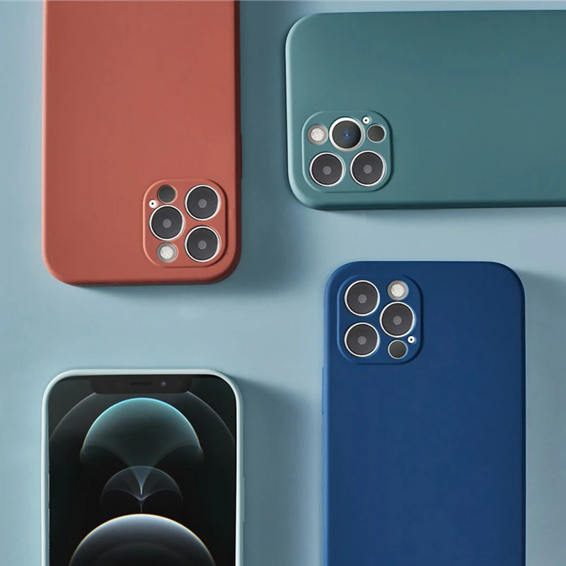 

Original Square Liquid Silicone Phone Case For iPhone 13 12 Mini 11 Pro Max Xr X Xs Max 7 8 Plus 6 6s Full Lens Protection Cover
