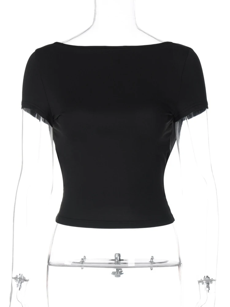 Lygens укороченный топ с круглым вырезом и короткими рукавами открытой спиной