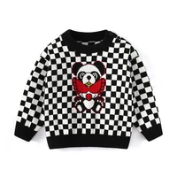 sweater kids knit jumper boy girl autumn winter warm clothes plaid panda tops for baby toddlers