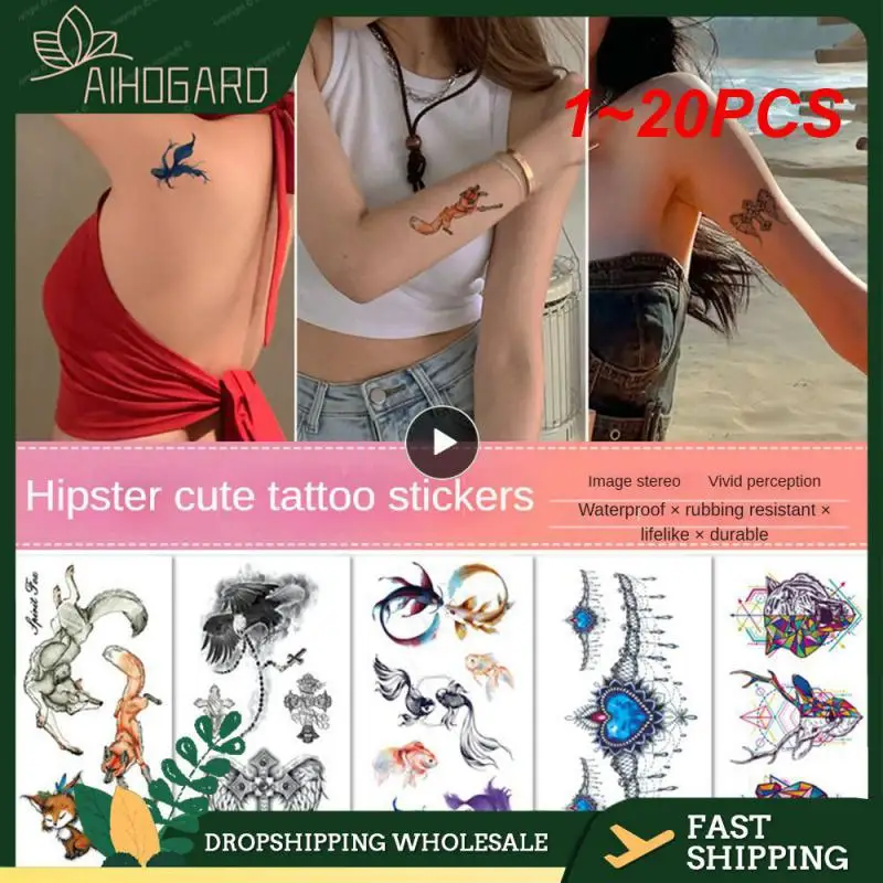 

Временные татуировки для женщин, наклейки большого размера с имитацией синего цветка, розы, пиона, боди-арт, бумажные 3D тату на руку, 1 ~ 20 шт.