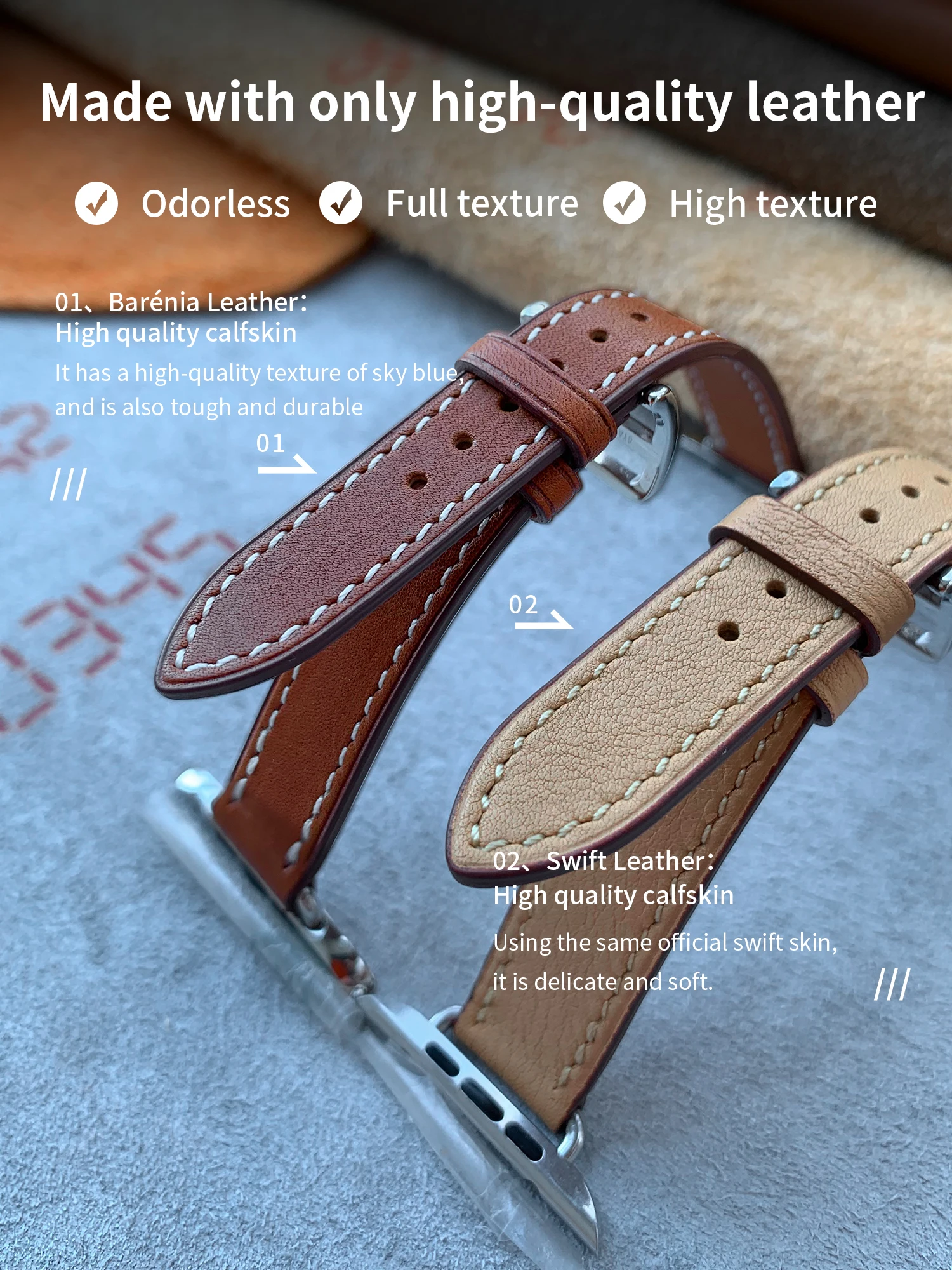 Women 14mm Width Genuine Leather Single Tour Band Iwatch For Apple Watch Ultra 8 7 6 Se 5 4 3 2 1 Strap Correa Bracelet 41mm