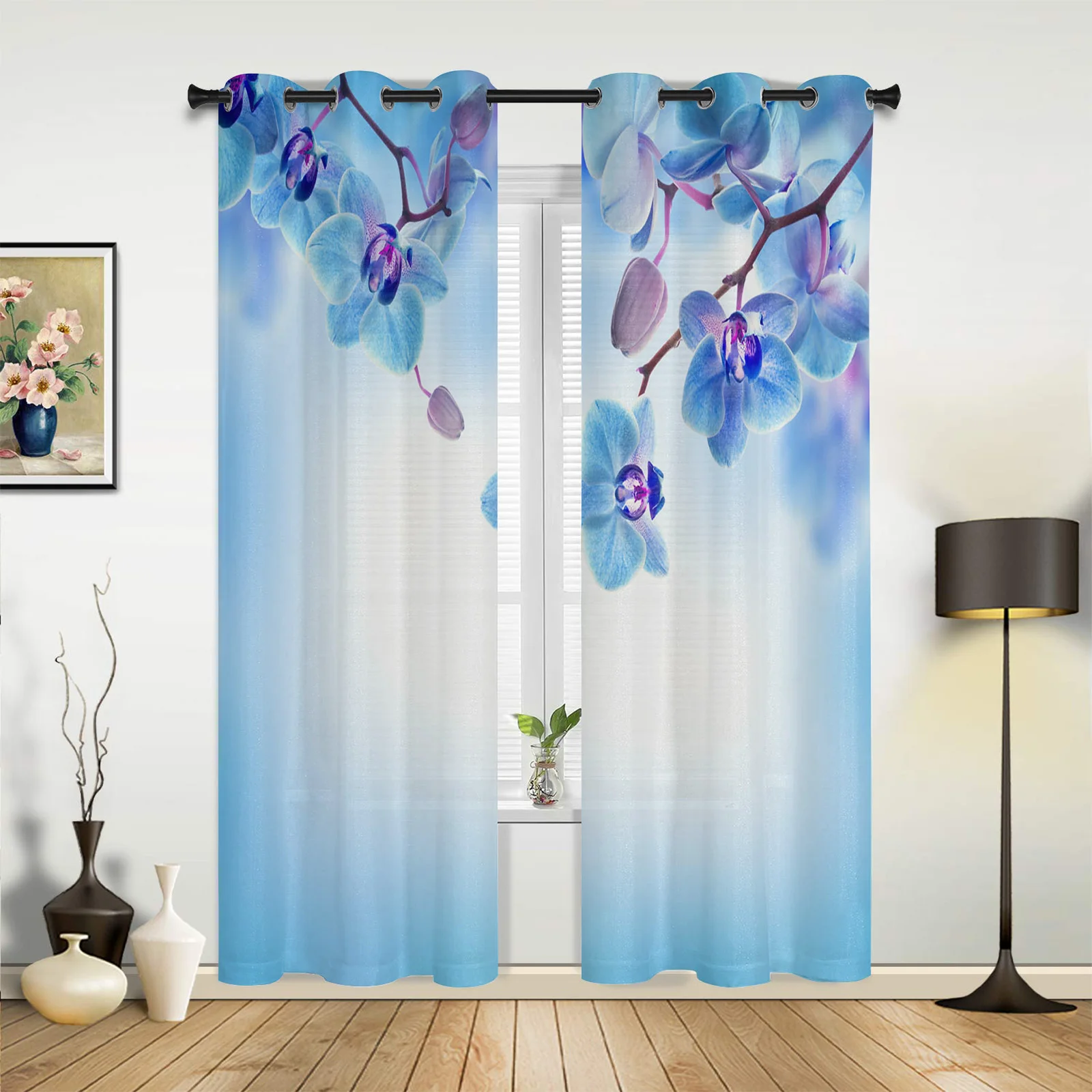 

Orchid Flower Petal Branch Curtains for Bedroom Living Room Drapes Kitchen Children's Room Window Curtain Modern Home Decor