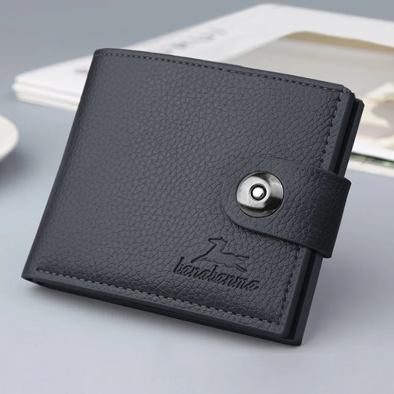 

Men's Soft Leather Buckle Short Credit Card Holder Coin Purse For Man Money Clip Small Bag