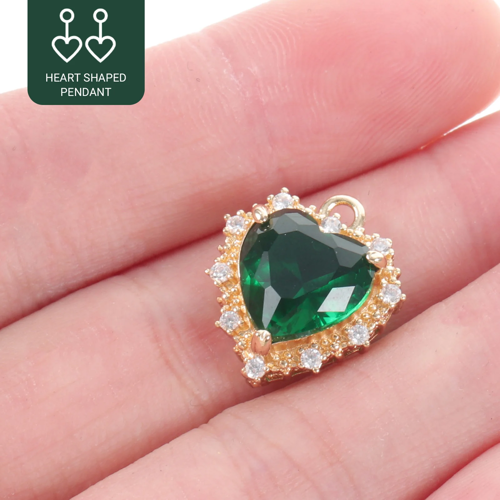 50 Pcs Jewelry Necklace Hanging Ornaments Crafts 1.8X1.3cm Charm Decors Green Copper Novelty